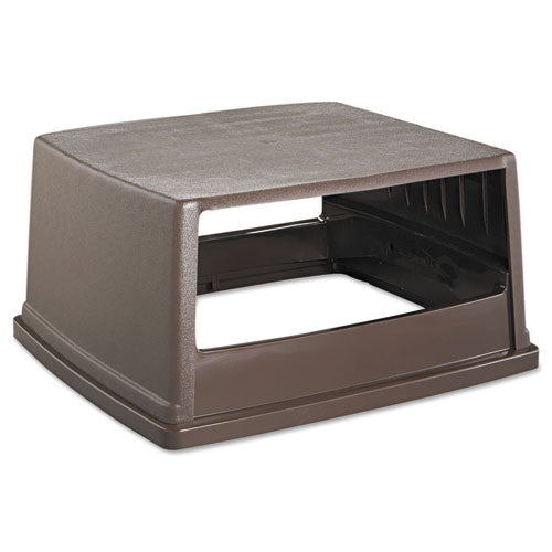 Image of Rubbermaid® Commercial FG256V00BRN Glutton Receptacle, Hooded Top Without Door, Rectangular, 23w X 26.63d X 13h, Brown