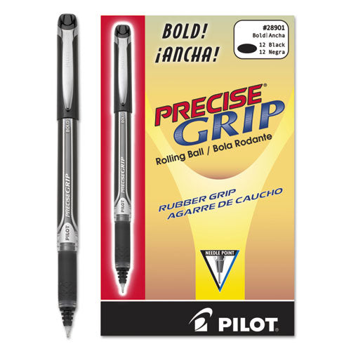 Image of Pilot® 28901 Precise Grip Rollerball Pen, Stick, Bold 1 mm, Black Ink, Black Barrel