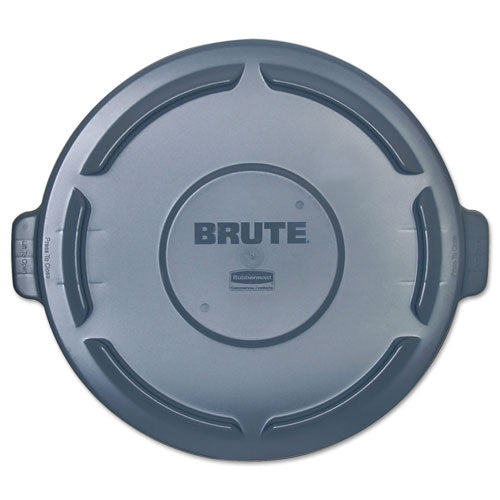Image of Rubbermaid® Commercial FG264560GRAY BRUTE Self-Draining Flat Top Lids, 24.5" Diameter x 1.5h, Gray