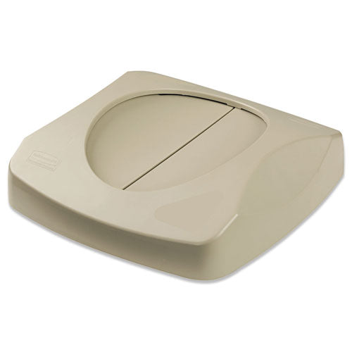 Image of Rubbermaid® Commercial FG268988BEIG Swing Top Lid For Untouchable Recycling Center, 16" Square, Beige