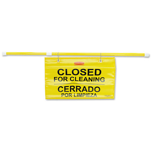 Image of Rubbermaid® Commercial FG9S1600YEL Site Safety Hanging Sign, 50 x 1 x 13, Multi-Lingual, Yellow