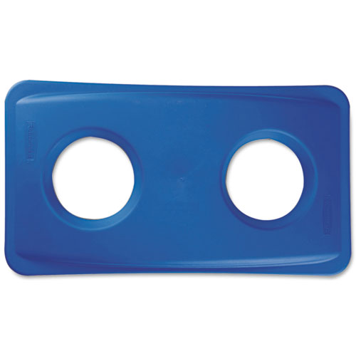 Image of Rubbermaid® Commercial FG269288BLUE Lid For Slim Jim Bottle Recycling Container, 20.38w X 11.38d X 2.75h, Blue