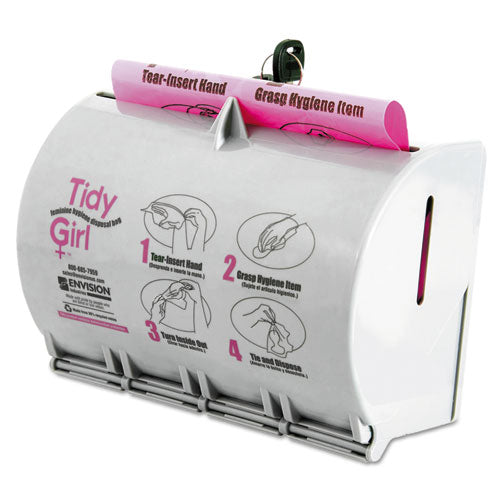 Image of Tidy Girl TGUDPV2 Plastic Feminine Hygiene Disposal Bag Dispenser, Gray