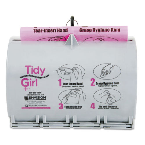 Image of Tidy Girl TGUDPV2 Plastic Feminine Hygiene Disposal Bag Dispenser, Gray