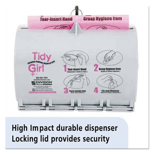 Image of Tidy Girl TGUDPV2 Plastic Feminine Hygiene Disposal Bag Dispenser, Gray
