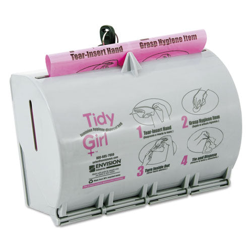 Image of Tidy Girl TGUDPV2 Plastic Feminine Hygiene Disposal Bag Dispenser, Gray