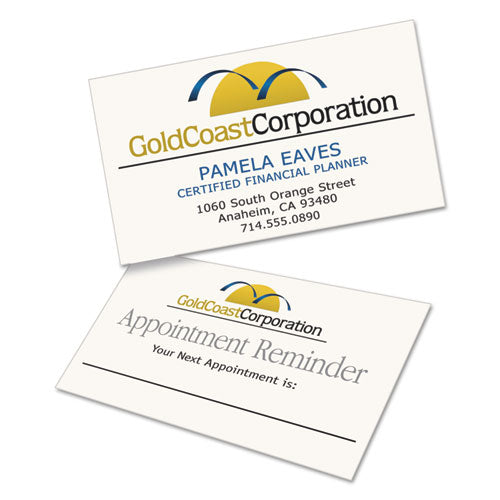 Image of Avery® 05876 Clean Edge Business Cards, Laser, 2 x 3.5, Ivory, 10 Cards/Sheet, 20 Sheets/Pack