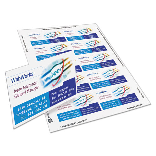 Image of Avery® 08870 True Print Premium Clean Edge Business Cards, Inkjet, 2 x 3.5, White, 10 Cards/Sheet, 100 Sheets/Box