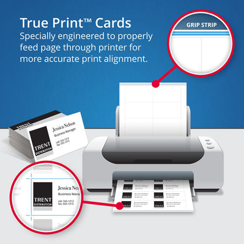 Image of Avery® 08870 True Print Premium Clean Edge Business Cards, Inkjet, 2 x 3.5, White, 10 Cards/Sheet, 100 Sheets/Box