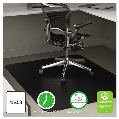 Image of deflecto® CM21242BLK EconoMat Non-Studded All Day Use Chair Mat for Hard Floors, Rectangular, 45" x 53", Black, Ships Flat