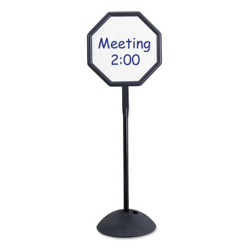 Image of Safco® 4118BL WriteWay Two-Sided Dry Erase Standing Message Sign, White 18" x 18" Octagon Surface, Black Frame, 18" x 18" x 65"