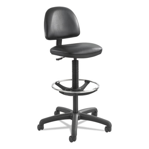 Image of Safco® 3406BL Precision Extended-Height Swivel Stool, Adjustable Footring, Supports 250 Lb, 23" To 33" Seat Height, Black Vinyl, Black Base