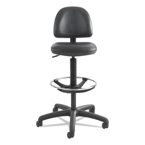Image of Safco® 3406BL Precision Extended-Height Swivel Stool, Adjustable Footring, Supports 250 Lb, 23" To 33" Seat Height, Black Vinyl, Black Base