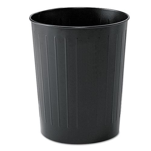Image of Safco® 9604BL Round Wastebaskets, 23.5 qt, Steel, Black