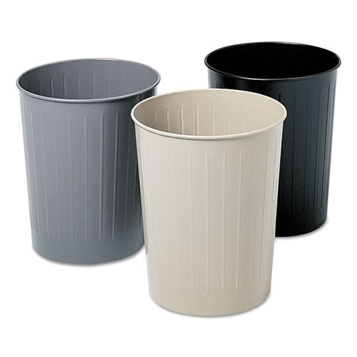Image of Safco® 9604BL Round Wastebaskets, 23.5 qt, Steel, Black