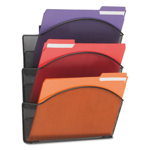 Image of Safco® 5652BL Onyx Mesh Wall Pockets, 3 Sections, Letter Size, 12" x 3.25" x 17.25", Black