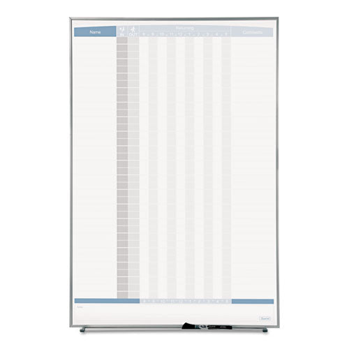 Image of Quartet® 33705 Matrix Employee In/Out Board, Vertical, 36-Person Tracking, 34" x 23", White Surface, Satin Aluminum Frame