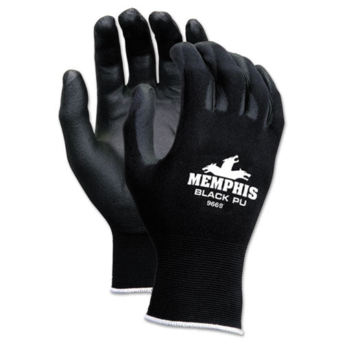 Image of MCR Safety 9669L Economy PU Coated Work Gloves, EN388: 2121, 12" Long, Large, Black, 12 Pairs
