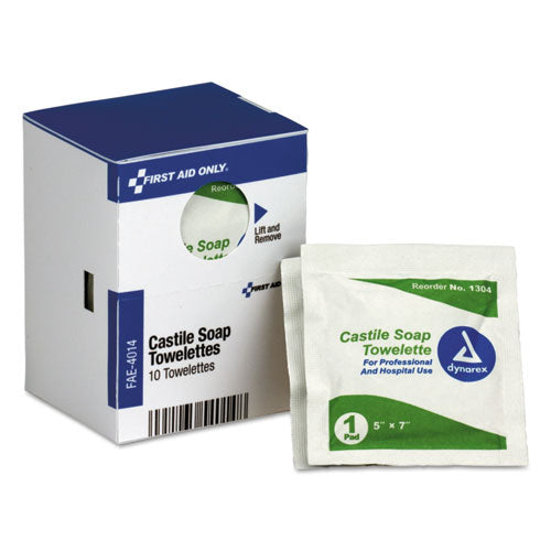 Image of First Aid Only FAE-4014 Refill For Smartcompliance General Business Cabinet, Castile Soap Wipes, 5 X 7, 10/box