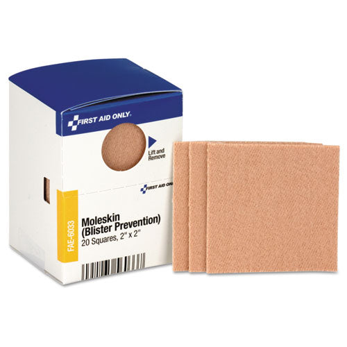 Image of First Aid Only FAE-6033 Refill For Smartcompliance General Business Cabinet, Moleskin, 2 X 2, 20/box