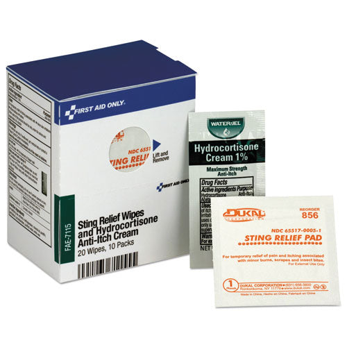 Image of First Aid Only FAE-7115 Refill for SmartCompliance General Business Cabinet, 20 Sting Relief Wipes, 10 Hydrocortisone Packs