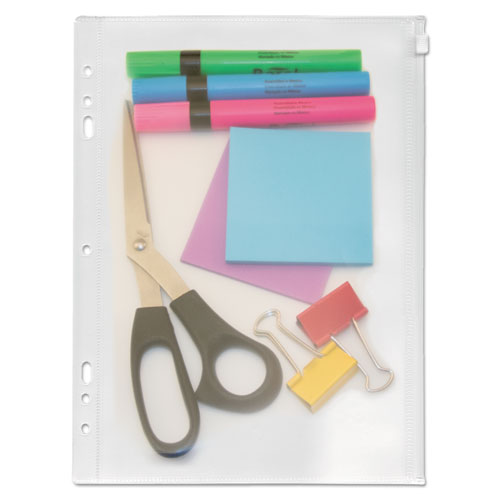 Image of Angler's Zip-All Ring Binder Pocket, 2- to 7-Hole Punched, 8.5" x 11", Clear