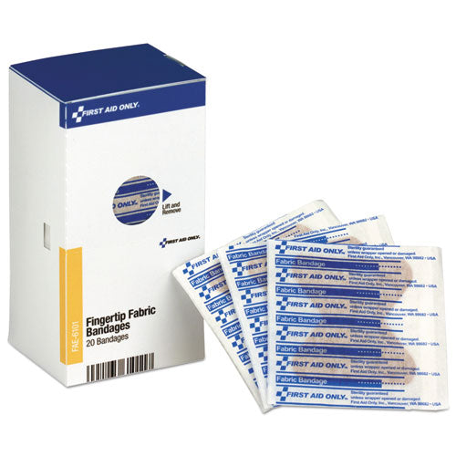 Image of First Aid Only FAE-6101 Refill For Smartcompliance General Business Cabinet, Fingertip Fabric Bandages, 20/box