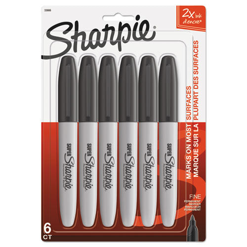 Image of Sharpie® 33666PP Super Permanent Marker, Fine Bullet Tip, Black, 6/pack