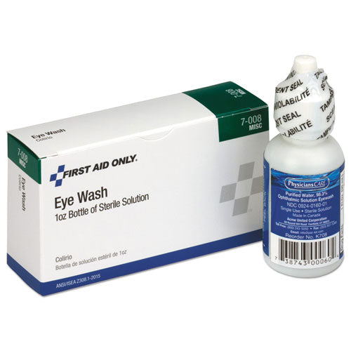 Image of First Aid Only 7-008-001 24 Unit Ansi Class A+ Refill, Eyewash, 1 Oz