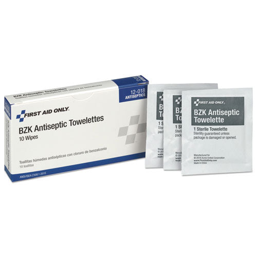Image of First Aid Only 12-018 10 Person Ansi Class A Refill, Bzk Antiseptic Wipes, 10/box