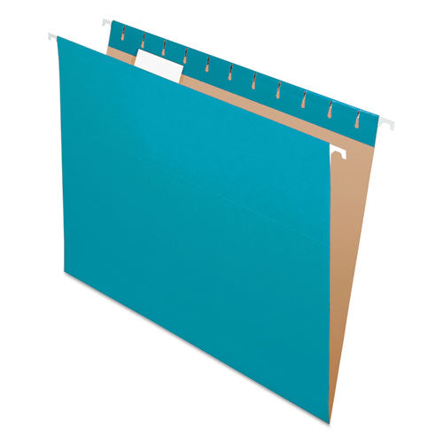Image of Pendaflex® 81614 Colored Hanging Folders, Letter Size, 1/5-Cut Tabs, Teal, 25/Box