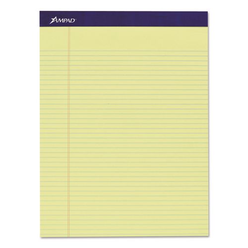 Image of Ampad® 20-215 Legal Ruled Pads, Narrow Rule, (50) Canary Yellow 8.5 x 11 Sheets, 4/Pack