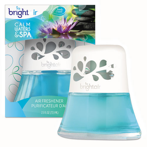 Image of BRIGHT Air® BRI 900115 Scented Oil Air Freshener, Calm Waters And Spa, Blue, 2.5 Oz, 6/carton