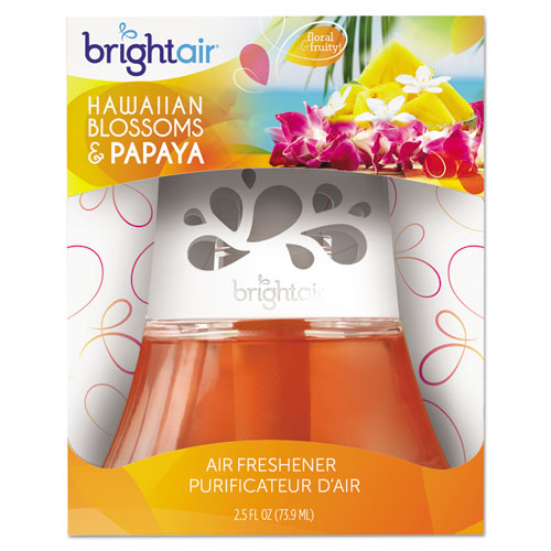 Image of BRIGHT Air® BRI 900021 Scented Oil Air Freshener, Hawaiian Blossoms And Papaya, Orange, 2.5 Oz, 6/carton