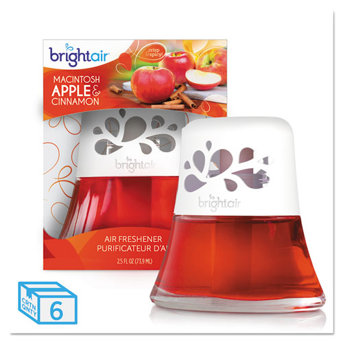 Image of BRIGHT Air® BRI 900022 Scented Oil Air Freshener, Macintosh Apple And Cinnamon, Red, 2.5 Oz, 6/carton