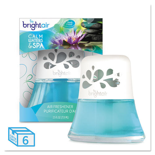 Image of BRIGHT Air® BRI 900115 Scented Oil Air Freshener, Calm Waters And Spa, Blue, 2.5 Oz, 6/carton