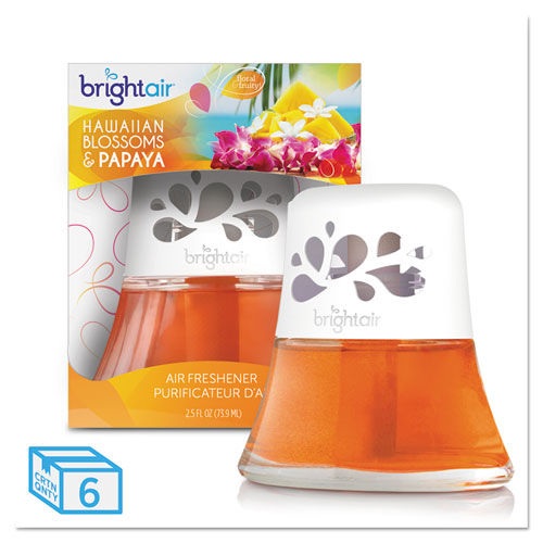 Image of BRIGHT Air® BRI 900021 Scented Oil Air Freshener, Hawaiian Blossoms And Papaya, Orange, 2.5 Oz, 6/carton