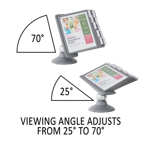 Image of Durable® 553937 Sherpa Motion Desk Reference System, 10 Panels, Gray Borders