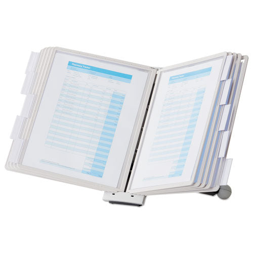 Image of Durable® 554210 SHERPA Desk Reference System, 10 Panels, 10 x 5.88 x 13.5, Gray Borders
