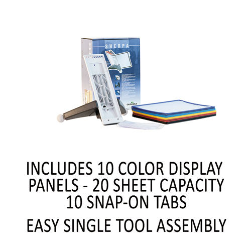 Image of Durable® 554200 SHERPA Desk Reference System, 10 Panels, 10 x 5.63 x 13.88, Assorted Borders
