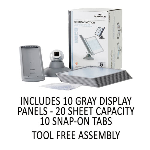 Image of Durable® 553937 Sherpa Motion Desk Reference System, 10 Panels, Gray Borders