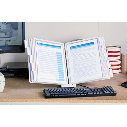 Image of Durable® 554210 SHERPA Desk Reference System, 10 Panels, 10 x 5.88 x 13.5, Gray Borders