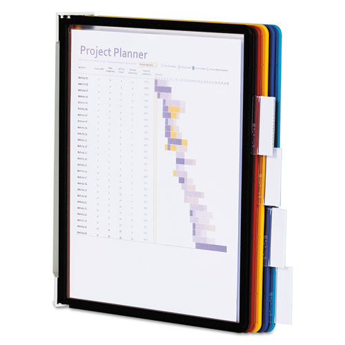 Image of Durable® 576200 Vario Magnetic Wall Reference System, 5 Panels, 10 Pockets, Assorted Borders