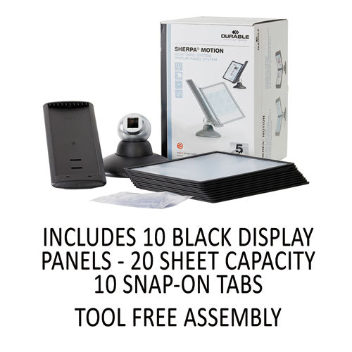 Image of Durable® 553901 Sherpa Motion Desk Reference System, 10 Panels, Black Borders