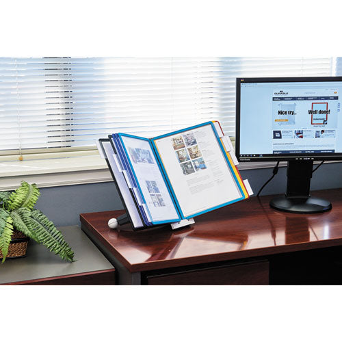 Image of Durable® 554200 SHERPA Desk Reference System, 10 Panels, 10 x 5.63 x 13.88, Assorted Borders