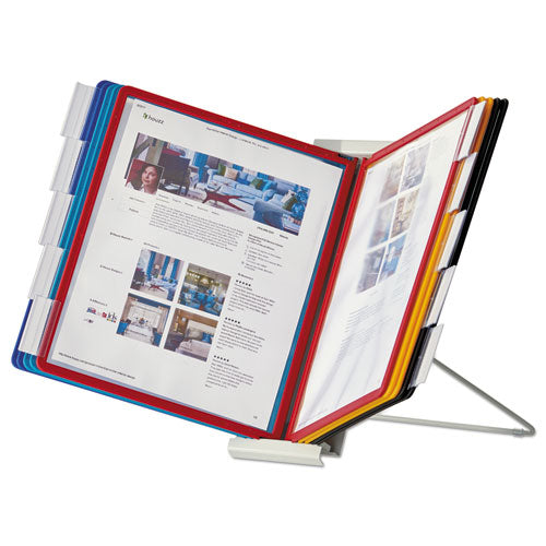 Image of Durable® 561200 Instaview Expandable Desktop Reference System, 10 Panels, Assorted Borders