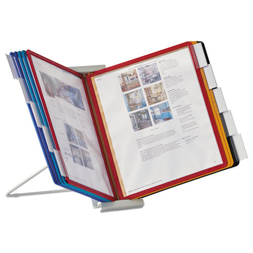 Image of Durable® 561200 Instaview Expandable Desktop Reference System, 10 Panels, Assorted Borders