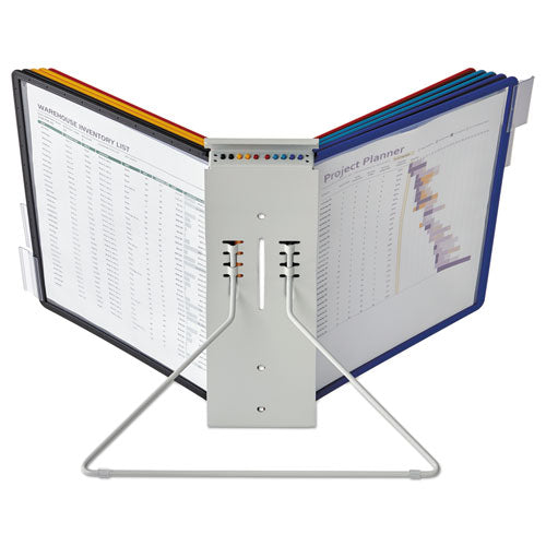 Image of Durable® 561200 Instaview Expandable Desktop Reference System, 10 Panels, Assorted Borders