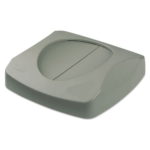 Image of Rubbermaid® Commercial FG268988GRAY Untouchable Square Swing Top Lid, 16w X 16d X 4h, Gray