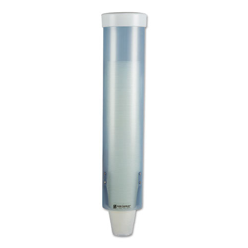 Image of San Jamar® C3165TBL Adjustable Water Cup Dispenser with Removable Cap, For 4 oz to 10 oz Cups, Frosted Blue